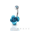 316L SURGICAL STEEL BRIGHT METAL ROSE BLOSSOM BELLY BUTTON RING 
